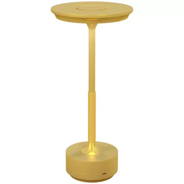 Image of HOMCOM Cordless Table Lamp, Touch LED Desk Lamp with 4000mAh Rechargeable Battery, 3 Colour, for Bedroom Living Room, Gold Tone