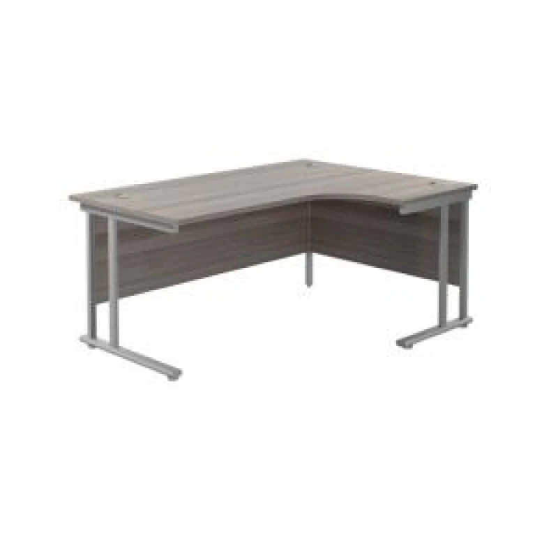 Image of Jemini Radial Right Hand Cantilever Desk 1600x1200x730mm Grey Oak/Silver KF807599