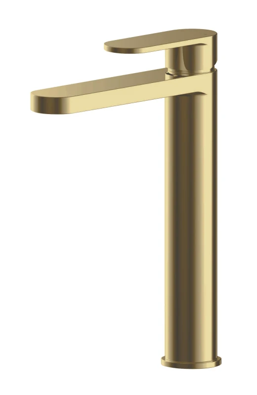 Image of Balterley Current Round High Rise Mono Basin Mixer Tap - Brushed Brass Bronze