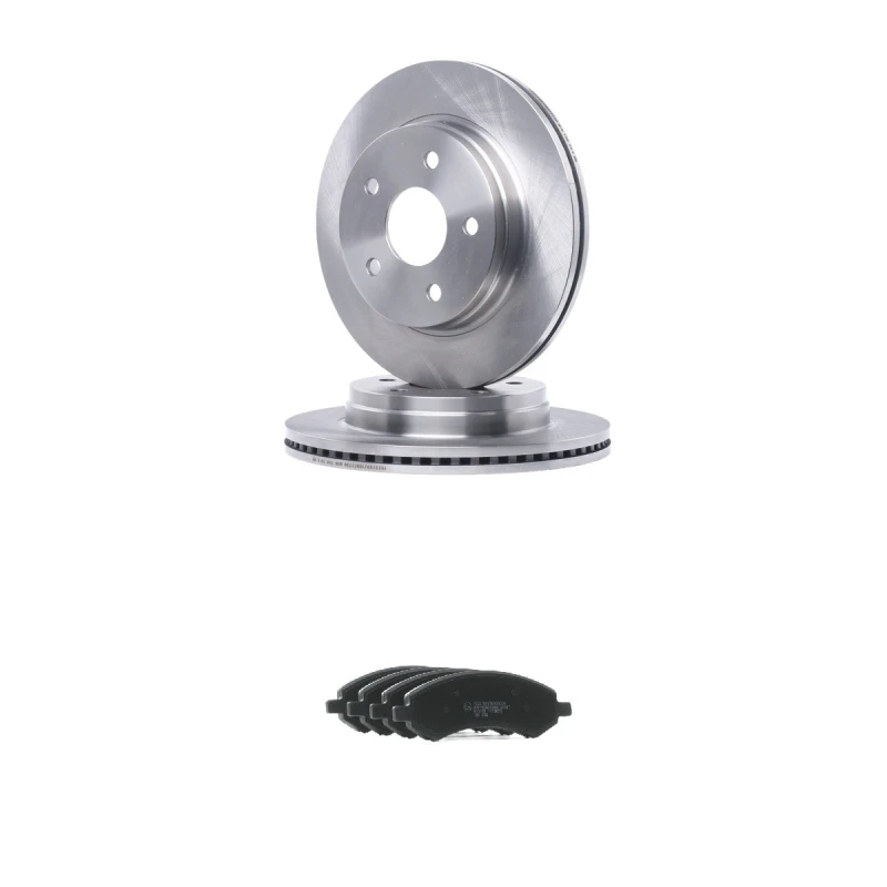 Image of RIDEX 3405B2629 Brake disc and pads set Front Axle, Brake Disc Type: Vented, without integrated wear sensor Brake Set,disc brakes (3405)