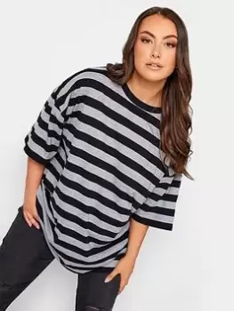 Image of Yours Boxy Tee Grey/black Stripe, Grey, Size 18, Women
