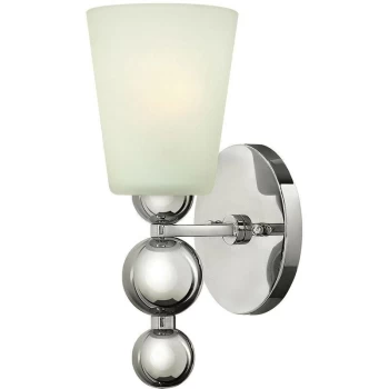 image of Zelda - 1 Light Wall Light Polished Nickel Glass Shade, E27 - Elstead