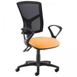 image of Senza high mesh back operator chair with fixed arms - Solano Yellow