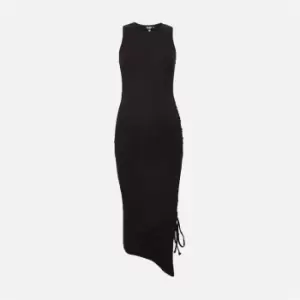 Missguided Rib Racer Neck Ruched Maternity Midi Dress - Black