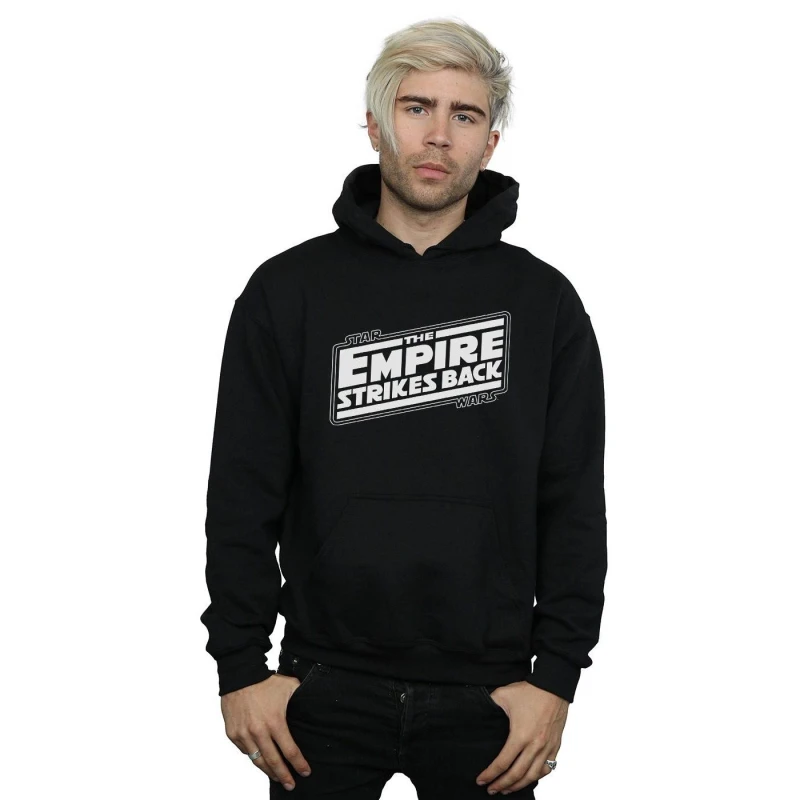 Image of Star Wars Star Wars Men The Empire Strikes Back Logo Hoodie in Black Size: Small Black S Male 5059400844535