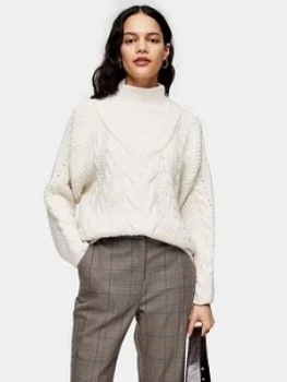 image of Topshop Cable Knit Jumper - Ivory