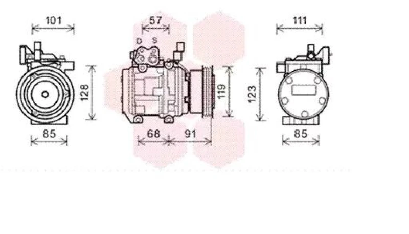 Image of VAN WEZEL Air conditioning compressor VAN WEZEL 8300K155