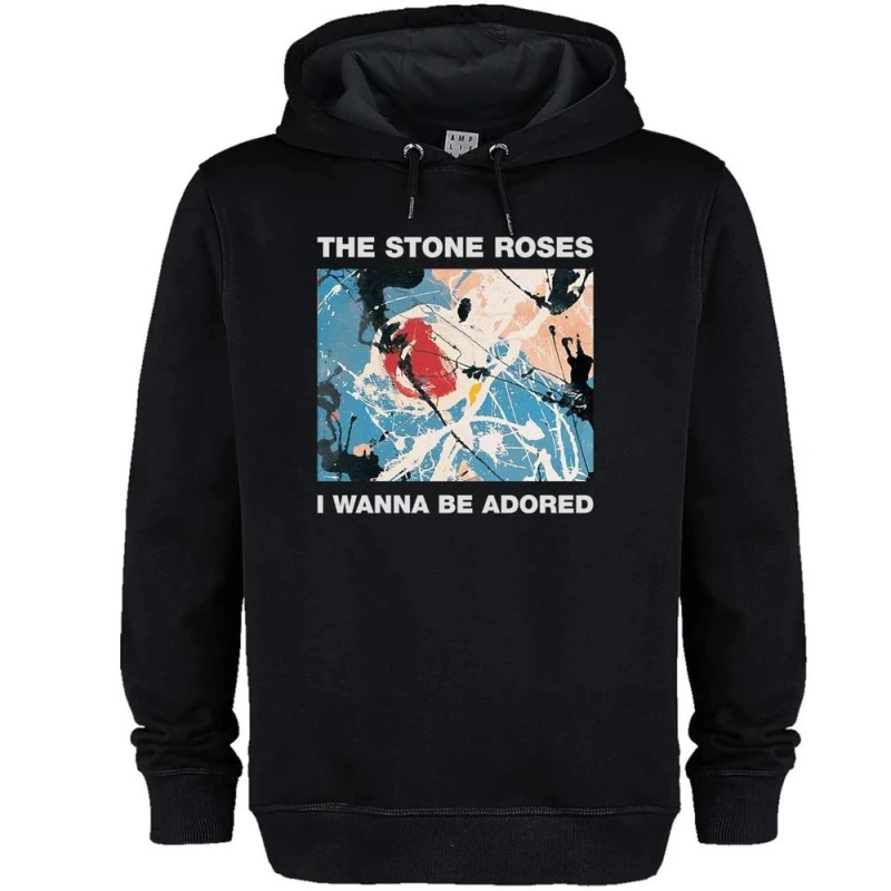 Image of Amplified Mens I Wanna Be Adored The Stone Roses Hoodie in Black Size: XS Black Male XS