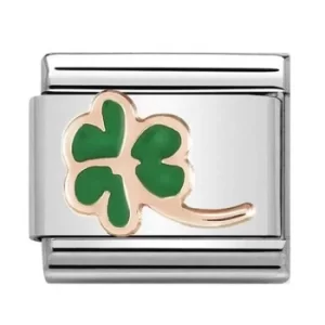 image of Nomination CLASSIC Rose Gold Green Clover Charm 430202/01