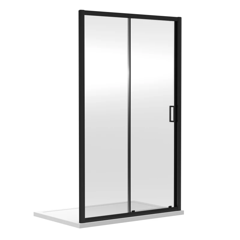 Image of Balterley 6mm Toughened Safety Glass Reversible Sliding Shower Door1000mm Black