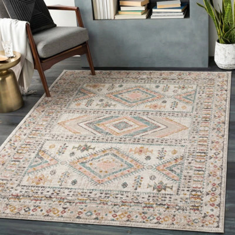 Image of Livabliss Scandi Modern Boho Brick Evelyn Area Rug 140 X 200 Cm - Easy Care, Non Shedding, Ideal For Living Room & Bedroom