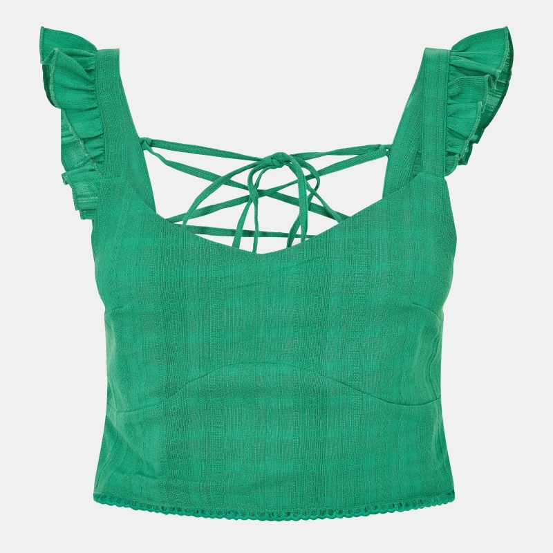 Image of Jack Wills Frill Sleeve Top - Green Green 8