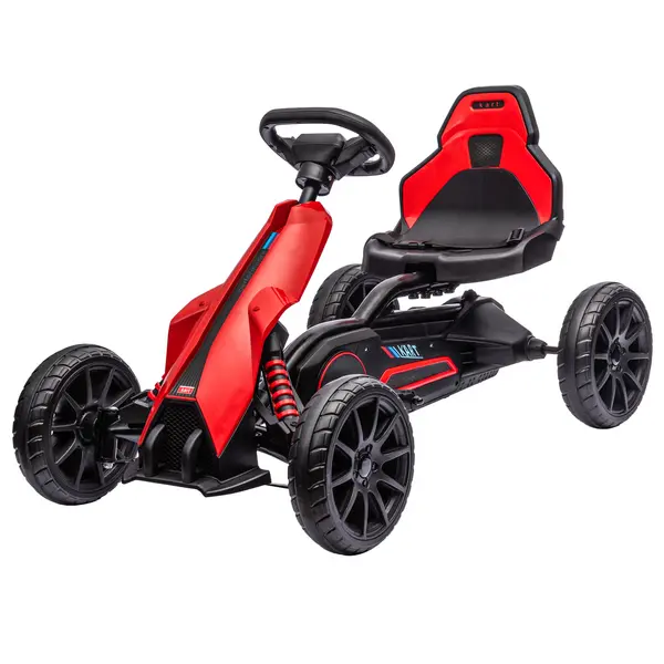 image of HOMCOM 12V Electric Go Kart for Kids, Ride-On Racing Go Kart w/ Forward Reversing, Rechargeable Battery, 2 Speeds, for Kids Aged 3-8, Red