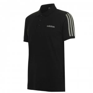 Image of adidas Mens Cotton 3-Stripes Polo Shirt - Black/Khaki