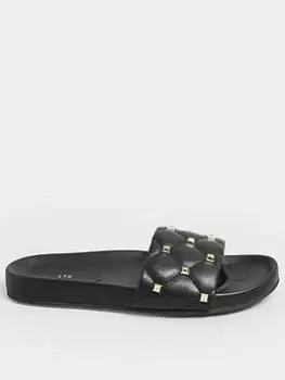 Image of Long Tall Sally Quilted Slider - Black, Size 11, Women