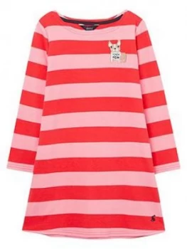 Image of Joules Girls Riviera Stripe Dress - Pink, Size 6 Years, Women