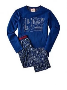 Image of Joe Browns Blue Print PJs - Blue, Size XL, Men