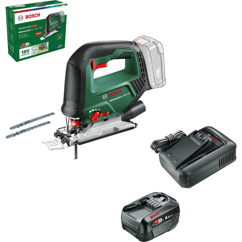 Image of Bosch ADVANCEDSAW 18V-140 P4A 18v Cordless Jigsaw ADVANCEDSAW 18V-140 P4A Batteries: 1 x 6ah Li-ion