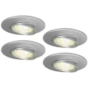 Image of 4lite IP20 GU10 Fire Rated Adjustable Downlight - Satin Chrome, Pack of 4