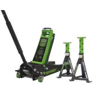 Image of Sealey 3040AGCOMBO1 Trolley Jack 3t & Axle Stands (Pair) 3t per St...