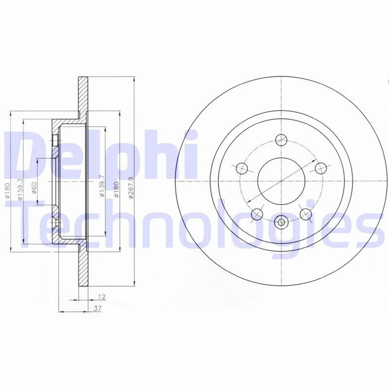 Image of DELPHI Brake disc DELPHI BG4199C