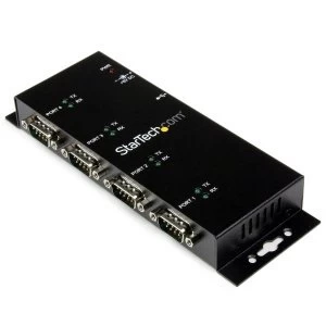 image of 4 Port USB to DB9 RS232 Serial Adapter Hub Industrial DIN Rail and Wall Mountable