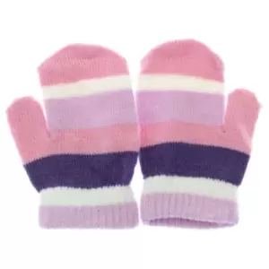 image of Childrens/Kids Striped Winter Magic Mittens (One Size) (Pink/Purple)