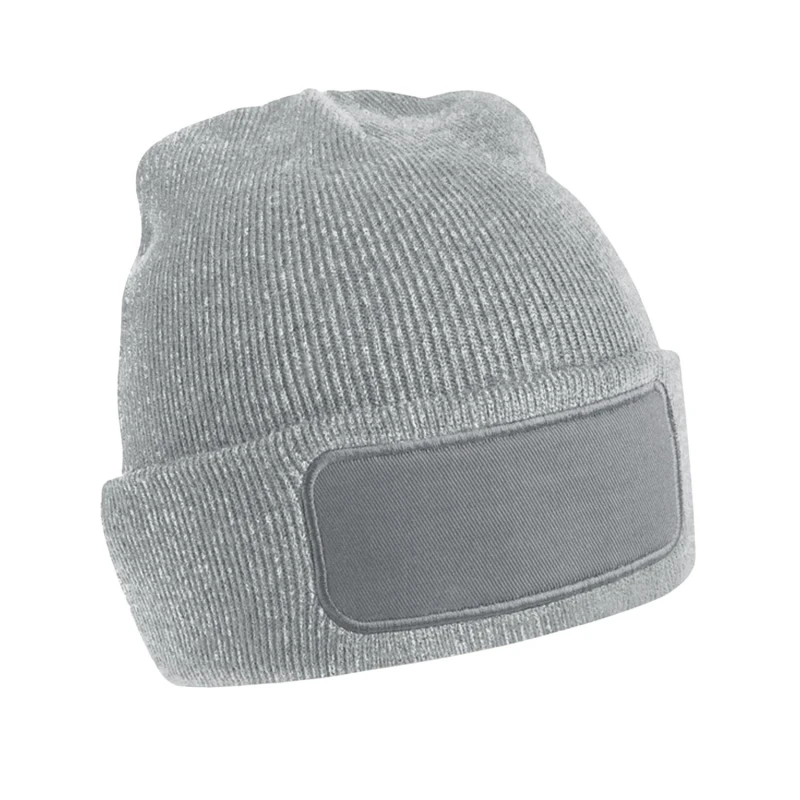 Image of Beechfield Beechfield Men Patch Beanie in Grey Grey One Size Male 5063238652293
