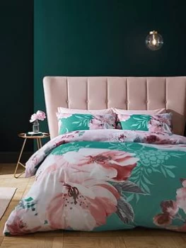 Image of Catherine Lansfield Catherine Lansfield Dramatic Floral Duvet Set Teal - Sb