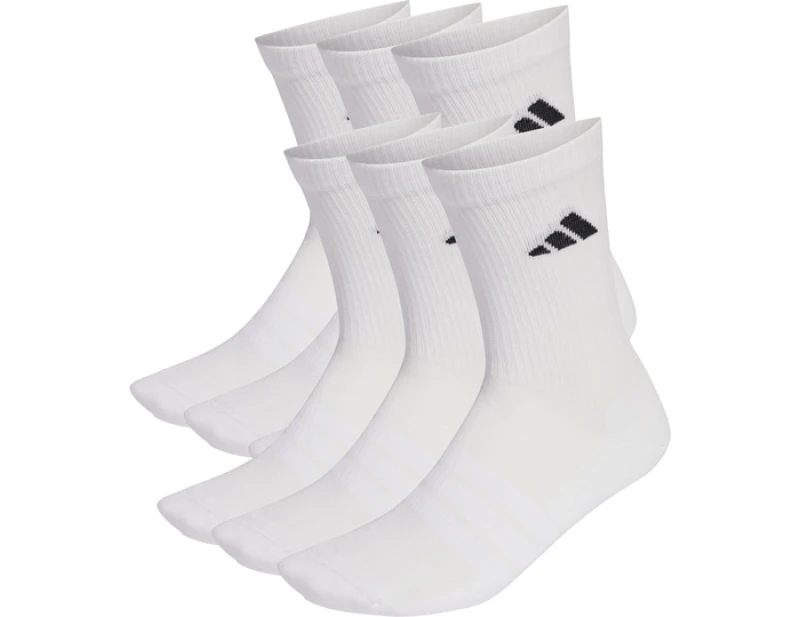 Image of adidas Cushioned Sportswear Crew Socks 6-Pack Juniors White/Black unisex 4.5 - 5.5