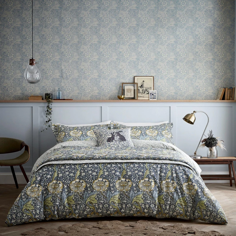 Image of Morris & Co 'Kennet' Cotton Duvet Cover Set Indigo