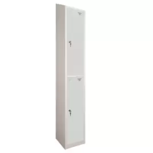 image of 2 Door Locker, 450X450, Grey Carcass/Grey Doors, Sloping Top, Camlock