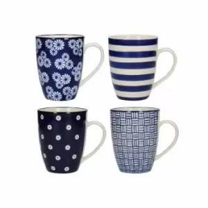 image of London Pottery Set Of 4 Tulip Mugs Blue