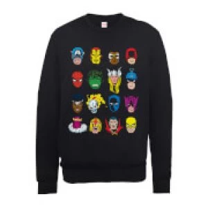 Marvel Comics Faces Colour Mens Black Sweatshirt - XXL - Black