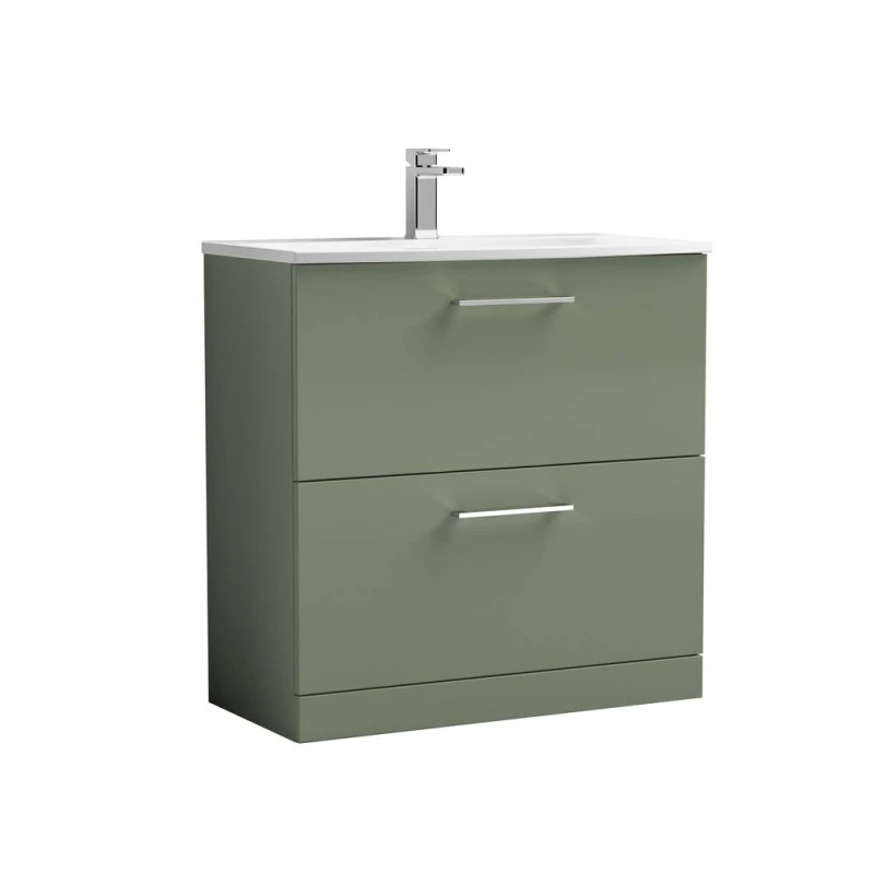 Image of Balterley Bathroom 2 Soft Close Drawer Floor Vanity Unit Basin, Green, 800mm in Green Green Unisex