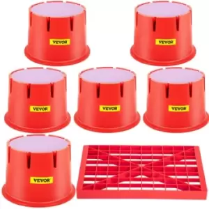 Image of VEVOR Trailer Jack Block with Magnets, 6500 Capacity, 6-Pack HDPE RV and Camper Blocks, Stabilize Your RV, Trailer, Camper, Includes 6 Leveling Blocks