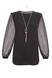 Image of Quiz Black Polka Dot Mesh Necklace Top - 8