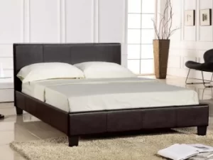 Image of Seconique Prado 4ft6 Double Brown Upholstered Faux Leather Bed Frame