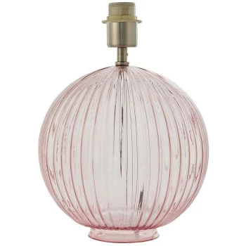 Image of Endon Jemma - 1 Light Table Light Dusky Pink Ribbed Glass & Satin Nickel Plate (Base only), E27