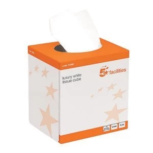 image of 5 Star Facilities Luxury Facial Tissue Two Ply Cube Box 70 Sheets per Box White 24 Boxes