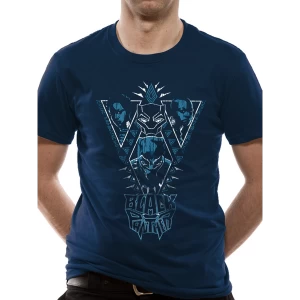 Image of Black Panther Movie - Navy Cast Mens Large T-Shirt - Blue