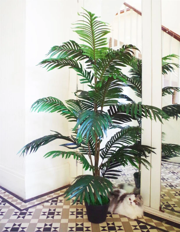 Image of Leaf Large Artificial Palm Tree 140cm Areca Palm Extra Tall Realistic Leaves Potted Botanik Green