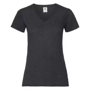Image of Fruit Of The Loom Ladies Lady-Fit Valueweight V-Neck Short Sleeve T-Shirt (2XL) (Dark Heather)