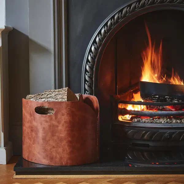 Image of Tan Faux Leather Log Bucket Tan