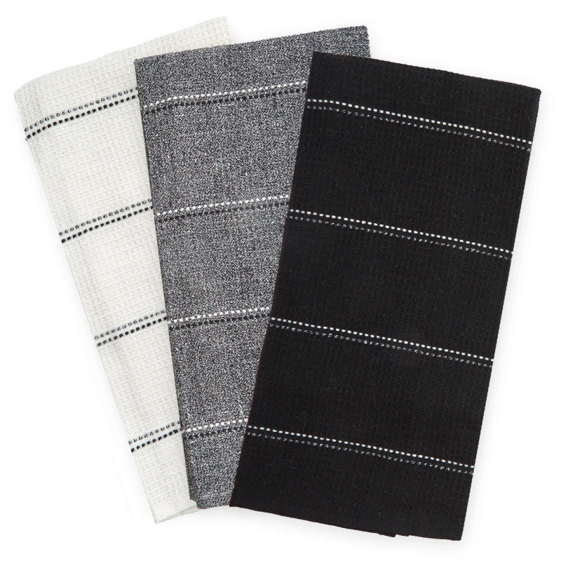 Image of Emma Barclay Emma Barclay Utopia 3 Pack Kitchen Tea Towel Set - Black Tea Towel Unisex