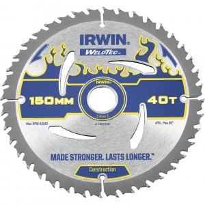 Image of Irwin Weldtec Construction Saw Blade 150mm 40T 20mm