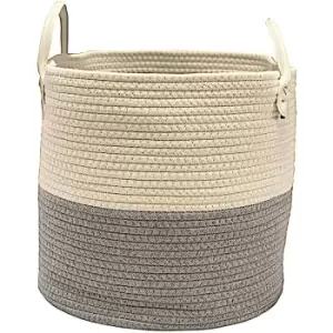 image of Cotton Rope Woven Storage Basket Collapsible Laundry Basket Nursery Organiser [Light Grey,Full Set (s+m+l)]