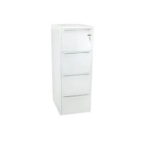 image of Phoenix Archivo Fire File FS2234K 4 Drawer Filing Cabinet with Key Lock, White