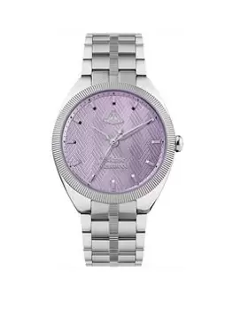 image of Vivienne Westwood The Mews Ladies Quartz Watch with Purple Dial & Silver Stainless Steel Bracelet, Silver, Women