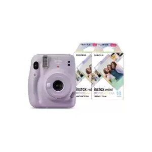 image of Fujifilm Instax Mini 11 Instant Camera with 20 Shot Mermaid Tail Film Pack - Lilac Purple